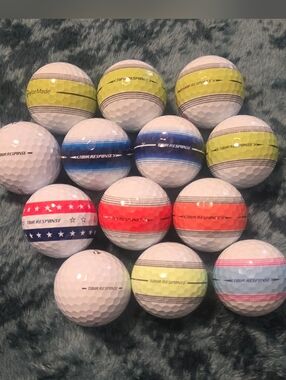 13 TaylorMade TOUR RESPONSE white & Striped Golf Balls. Very Good Condition.